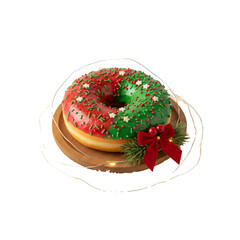 Christmas donut isolated on transparent or white background, png