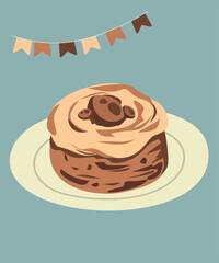Illustration Chocolate Meringue Taste and Plate