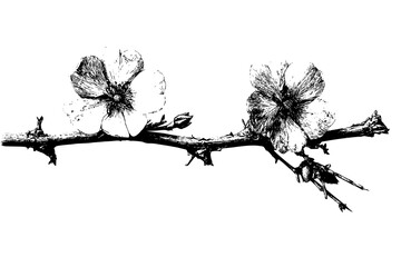 Blossoms Silence: Monochrome Ode Nature's Beauty | Clean, isolated vector art for creative projects.