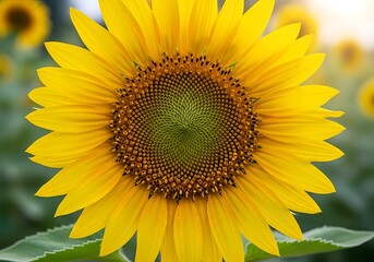 Obraz premium Radiant Sunflower Blossom in Full Bloom - A Close-Up View.