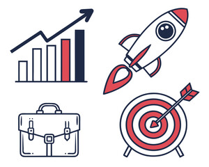 Business startup and success icons in vector format