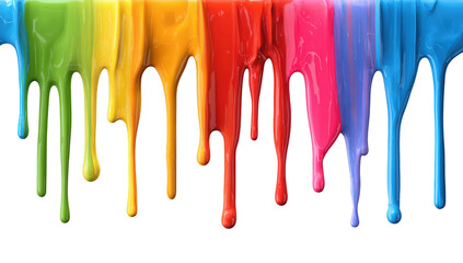 Flowing rainbow paint drips on black background