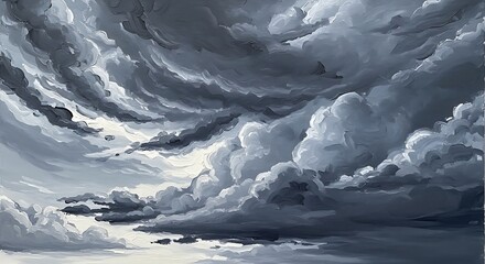 Dramatic painterly depiction of a turbulent and ominous stormy sky.