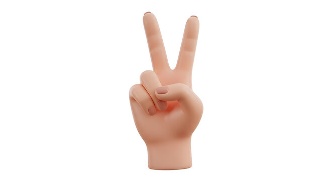 Stylish 3D hand showing the peace sign gesturing victory and positivity, perfect for optimistic and confident messaging