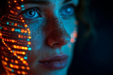 Decoding the future: advanced digital dna analysis. Financial charts. Advanced genetics exploration with holographic displays creating enriched scenes. Economic indicators. Data insights.