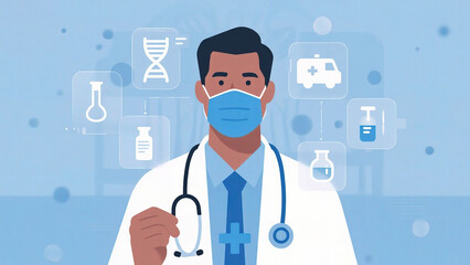 doctor with medical icons