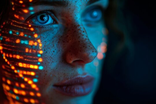 Decoding the future: advanced digital dna analysis. Financial charts. Advanced genetics exploration with holographic displays creating enriched scenes. Economic indicators. Data insights.