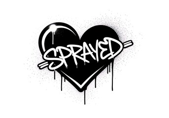 Sprayed Heart Graffiti - Urban Art Expression of Love and Emotion.
