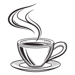 Hand drawn coffee cup with steam illustration