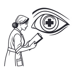 Ophthalmologist examining patient with eye chart