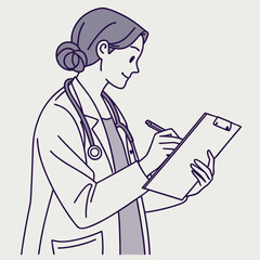 Female doctor writing on clipboard