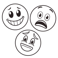 Fototapeta premium Set of three cartoon emoticons