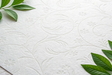 green leaves on a wooden background