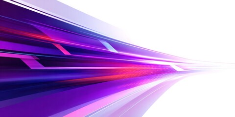 Fototapeta premium Dynamic abstract lines in shades of purple and magenta rush toward a vanishing point on a bright background