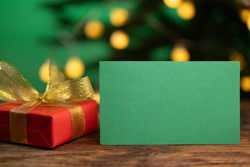 Christmas greeting card mockup with gifts