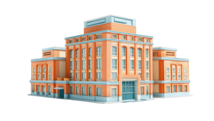 3D Rendered Orange Building