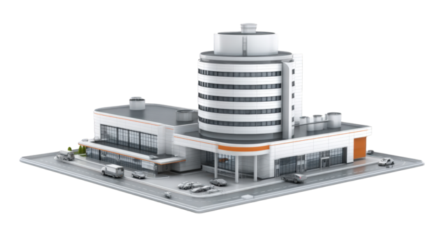 3D model of a modern commercial building