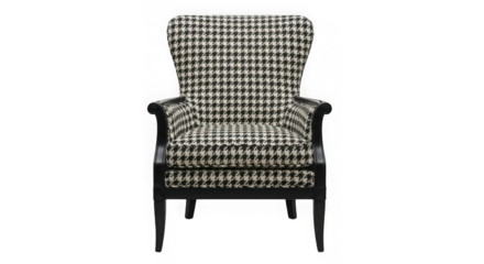 Classic houndstooth wingback armchair for sophisticated interiors