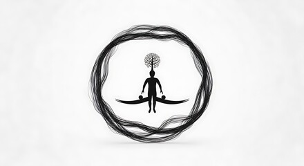 Balancing Act - A Minimalist Silhouette of Focus and Inner Peace.