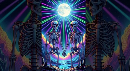 Skeletal Serenity - A Psychedelic Dance with the Moons Embrace.
