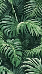 Fototapeta premium Watercolor illustration of palm leaves, tropical leaf illustration