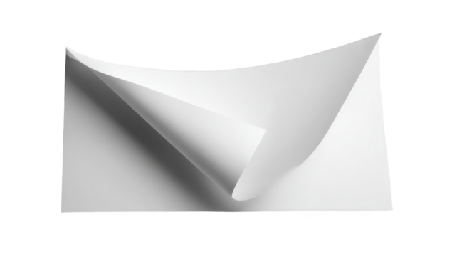 Folded sheet of white paper