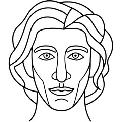 Abstract face with long hair for decoration