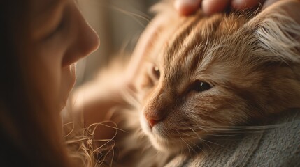 Cat and girl share a moment of warmth and affection during a cozy afternoon at home