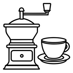 Coffee grinder and cup for morning brew