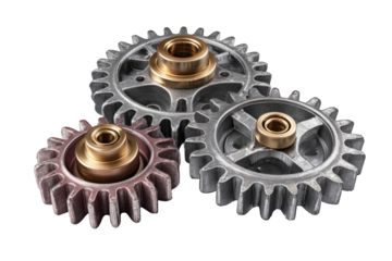 Interlocked gears of different sizes