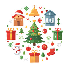 Christmas tree with gifts and festive decorations for the holiday season