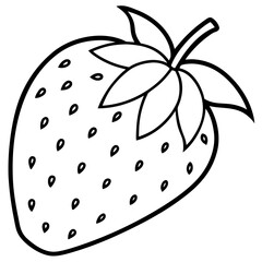 Illustration of a fresh strawberry with seeds and leaves