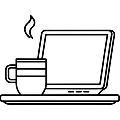 Illustration of a laptop with coffee