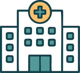 Hospital building with cross symbol