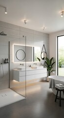 Modern Bathroom Design with Natural Light and Minimalist Decor.