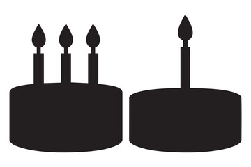 Birthday cake silhouette vector icon with candles