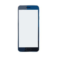 A blue smartphone with a blank white screen is displayed vertically against a white background.
