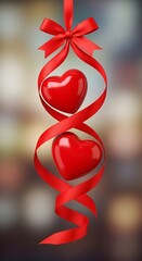 Romantic Hearts and Ribbon - A Symbol of Love and Affection.