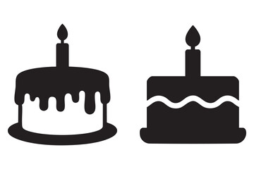 Birthday cake silhouette vector icon with candles