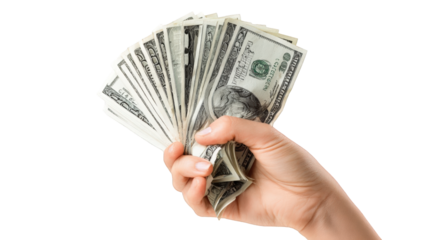 Hand holding a fan of US dollars (4)