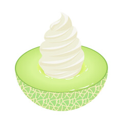 メロンソフトクリーム　Melon soft serve ice cream