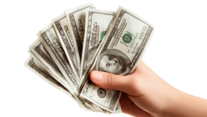 Hand holding a fan of US dollar bills (19)