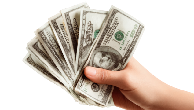 Hand holding a fan of US dollar bills (19)