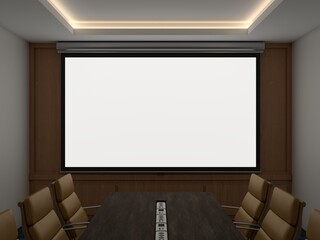Projector Screen 3D Render Isolated White for Mockup 1