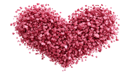 Heart-shaped design of small, pinkish-red stones