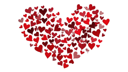 A heart-shaped cluster of many small hearts