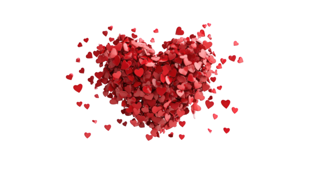 A heart composed of many smaller hearts, radiating outward