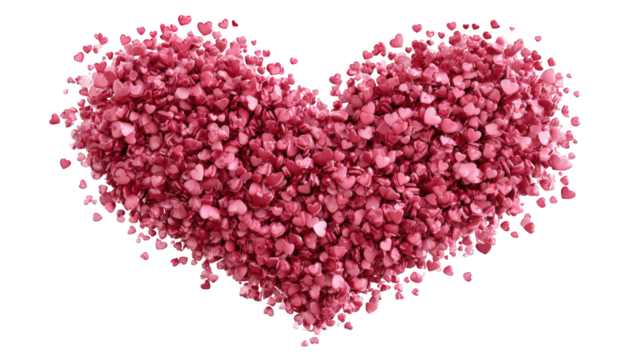 Heart-shaped design of small, pinkish-red stones - Powered by Adobe
