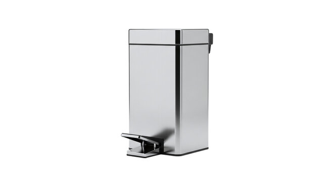 Stainless Steel Rectangular Pedal Bin trash can garbage can isolated on a transparent background