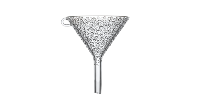 Glass Funnel with Bubble Texture laboratory science isolated on a transparent background